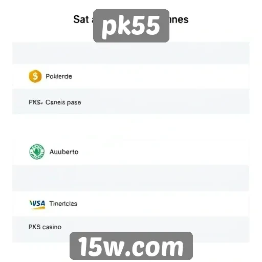 Métodos de pagamento disponíveis no pk55